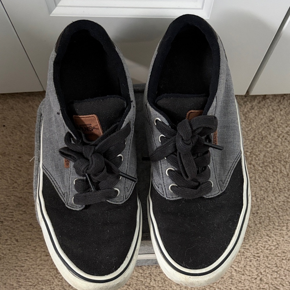 Vans Two-Tone Black and Gray Canvas Low-Top Sneakers